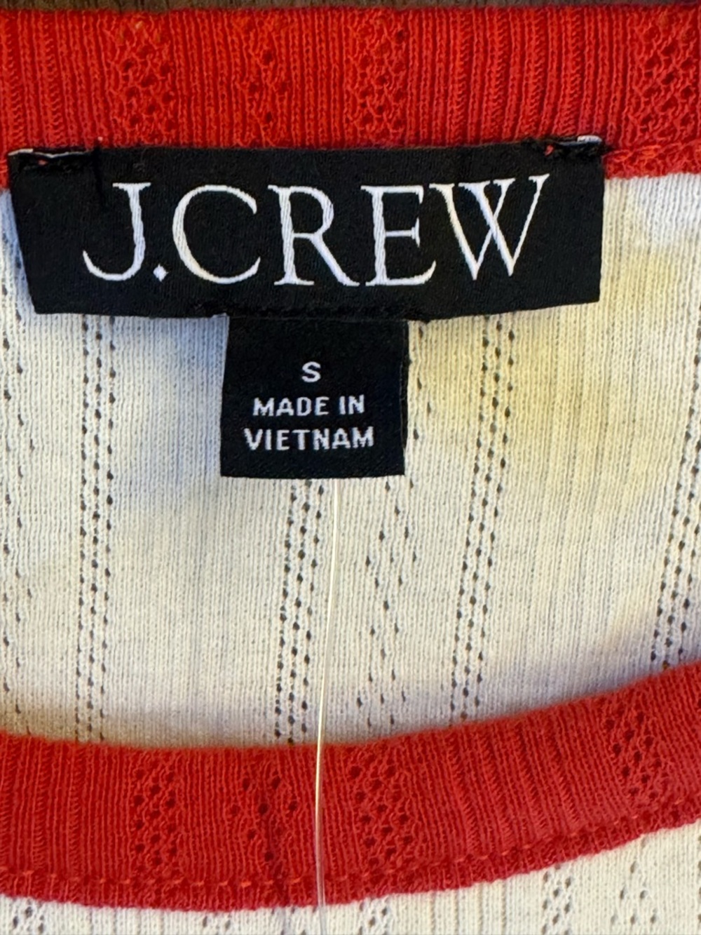 New! J.Crew Pointelle ringer T-shirt Ringer Tee with Red Trim - Picture 6 of 8